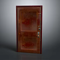 Rustic Brown Swing Door With Metal Handle And Secure Lock Mechanism Design