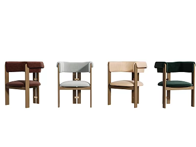 Modern Single Chair With Multiple Colors Wooden Frame And Upholstered Seat Design 3d model