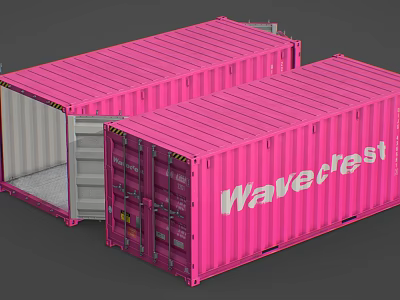 Wavecrest Pink Industrial Equipment Shipping Containers With Open And Closed Units 3d model