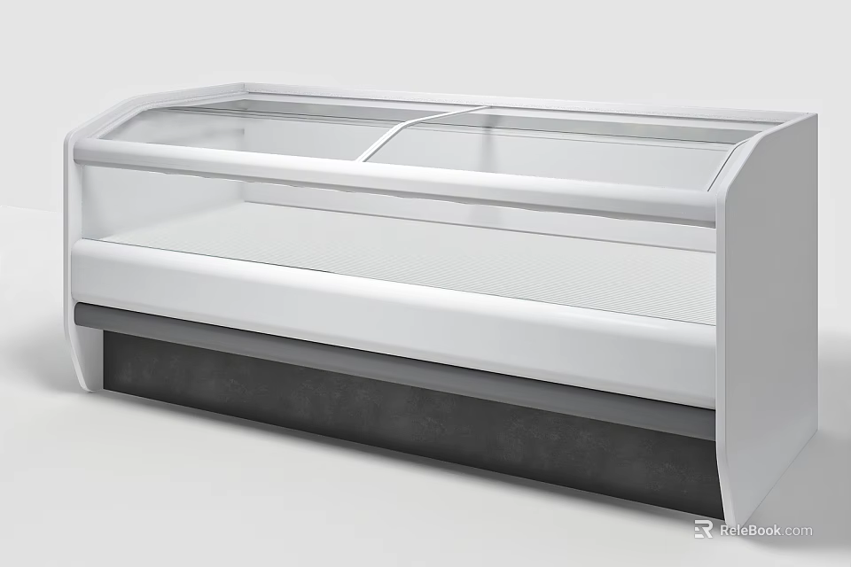 Commercial Display Freezer With Transparent Glass Lid And White Design For Food Storage 3d model 