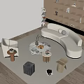 White Curved Sofa and Coffee Table Set in Modern Living Room with Rug and Decor