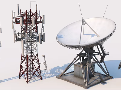 Advanced Weapon System Featuring Communication Tower And Satellite Dish Antenna 3d model