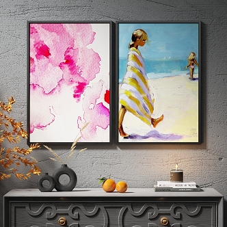 Modern Simple Light Luxury Hanging Painting Decorative Painting Abstract Painting Art Painting 3d model