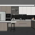 Modern Kitchen Interior Design With Island Counter Cabinets Appliances And Lighting