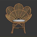 Elegant Rattan Flower Shaped Leisure Chair With Soft White Cushion Design