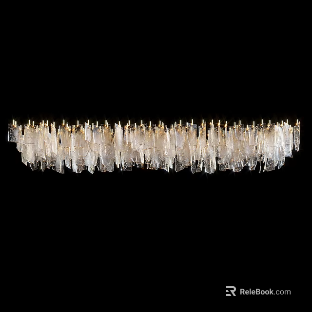 Elegant Modern Transparent Crystal Linear Chandelier For Hanging Glass Lighting Fixture 3d model 