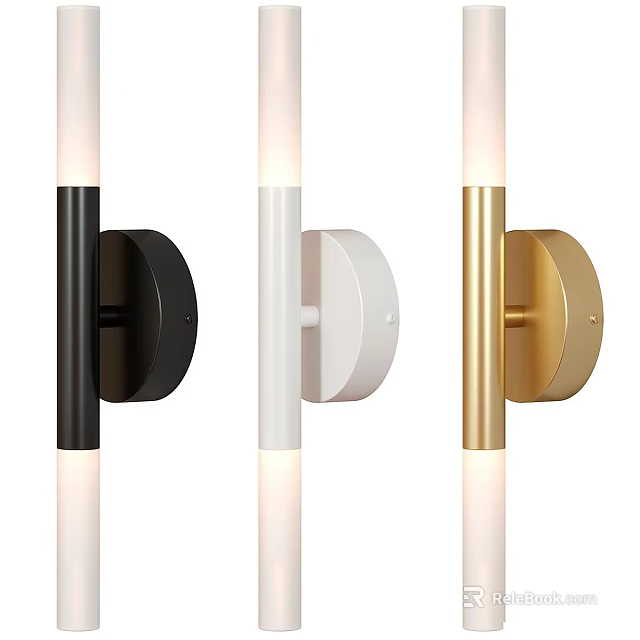 Modern Wall Lamps With Black White Gold Color Options And Cylindrical Design 3d model 
