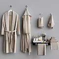 Elegant Bathroom Accessories Including Bathrobes Towels Toiletries And Candles