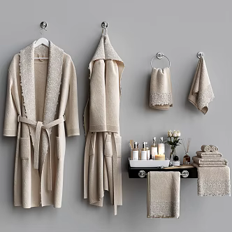 Modern Toiletries Clothes Bathrobe Towels Bathroom Supplies 3d model