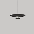 Modern White Round Pendant Light With Soft Glow Hanging On Gray Background 3d model