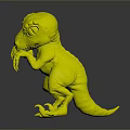 3D Cartoon Dinosaur Character Model Standing With Blue Body Yellow Eyes And Sharp Claws