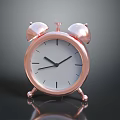 Copper Alarm Clock With Bells White Dial Black Hands And Reflection On Black Background