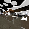 Supermarket Department Store Interior With Open Layout Shelves Checkout Counters And Ceiling Design