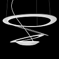 Contemporary Abstract Chandelier Featuring White Circular Rings Sleek Structure And Modern Design
