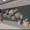 CHILLCHAN 2024 Store Window Display With Dresses Handbags And Circular Shelves On Green Textured Wall