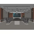 Modern Conference Room Interior Design With Long Table Black Chairs Large Screen And Green Plant