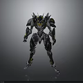 Futuristic Sci-Fi Mecha Robot With Metallic Armor And Glowing Yellow Accents