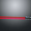 Red Lightsaber With Metallic Hilt And Glowing Red Blade On Reflective Surface