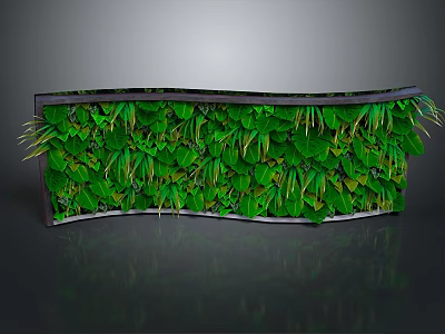 Architectural Curved Vertical Living Wall With Lush Green Plant Foliage Design 3d model