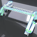 3D Decorative Bridge Design With Curved Pathways White Framework And Blue Green Patterns 3d model