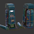 Blue Industrial Air Compressors With Cylindrical Storage Tanks And Connected Pipes