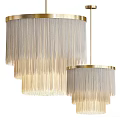 Elegant Modern Fringe Chandelier With Cream Tassels And Gold Trim Design