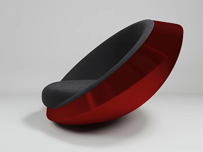 Modern Curved Accent Chair With Red Sleek Frame And Black Padded Seat 3d model