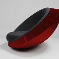 Modern Curved Accent Chair With Red Sleek Frame And Black Padded Seat