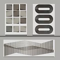 Modern Wall Decor with Geometric Square Panels and Wavy Striped Wooden Designs