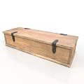 Vintage Wooden Storage Box With Black Metal Clasps And Rectangular Design