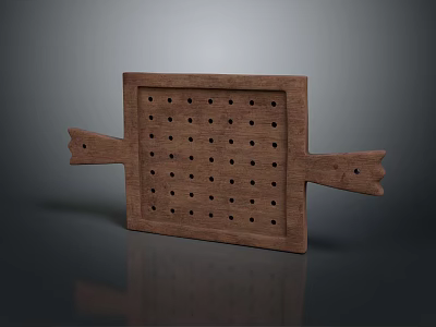 Wooden Square Kitchen Tool With Holes And Handles On Both Sides For Daily Use 3d model