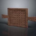 Wooden Square Kitchen Tool With Holes And Handles On Both Sides For Daily Use
