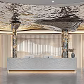 Hotel Lobby Interior With Luxurious Ceiling Design Reception Desk And Decorative Columns 3d model