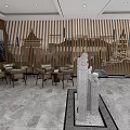 Modern Traditional Hotel Lobby Interior With Marble Floor Reception Desk And Decorative Pillars