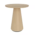 Round Modern Conference Table With White Marble Top And Wooden Cone Base