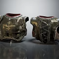 Vintage Metal Shoulder Armor With Carved Patterns And Red Lining 3d model