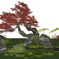 landscape modeling old tree arbor courtyard red leaf tree old pile tree 3d model