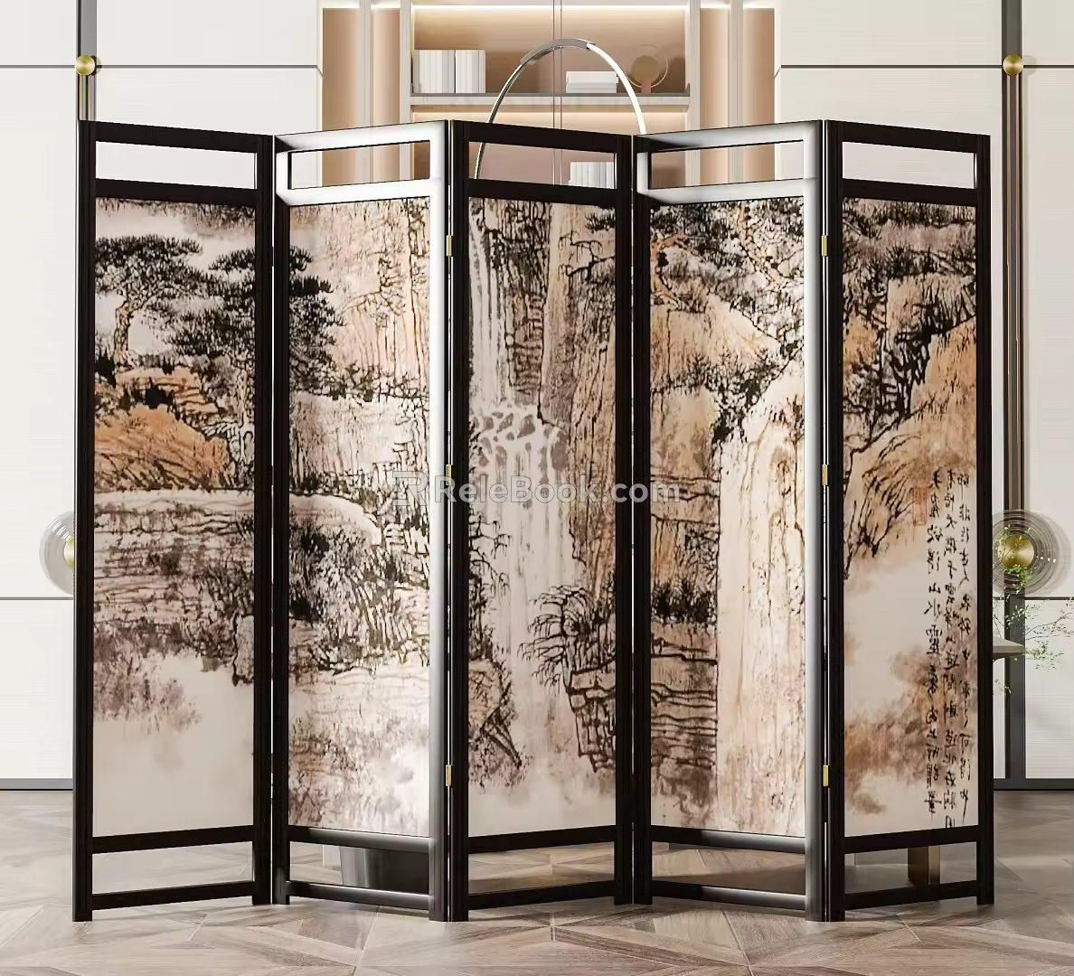 New Chinese-style screen partition 3d model