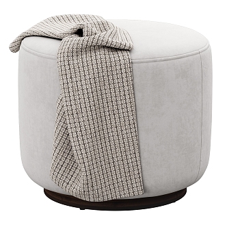 modern sofa stool fourhands pouf Ottoman plaid 3d model