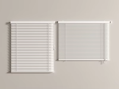 Two White Venetian Blinds Mounted Side by Side for Window Treatment 3d model