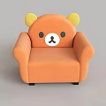 Adorable Orange Kids Single Sofa With Bear Ears And Cute Cartoon Face