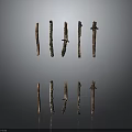 Natural Textured Wood And Stone Vertical Strips Arranged In Two Rows As Decorative Pieces