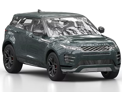 Green Range Rover Evoque SUV with Sporty Front Grille and Black Wheels Design 3d model