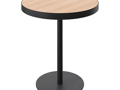 Round Modern Coffee Table With Wooden Top And Black Metal Base 3d model