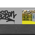 Vibrant Graffiti Art Interior With Colorful Balloons Purple Blue Lighting And Yellow Corridor