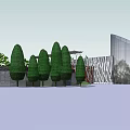 Modern Sales Office Building With Glass Facade Palm Trees And Open Structure