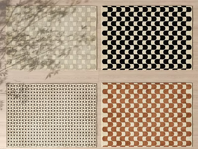 Square Rugs with Checkerboard Patterns in Black White Beige Brown for Modern Home Interior Decor 3d model