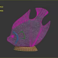Unique Green Fish Shaped Decorative Furniture Sculpture With Brown Wooden Base