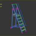 Aluminum Mobile Step Ladder With Sturdy Steps And Lockable Wheels Design 3d model