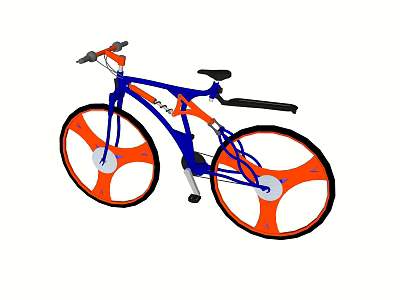 Blue Frame Orange Wheels Bicycle Design With Black Seat And Handlebars 3d model